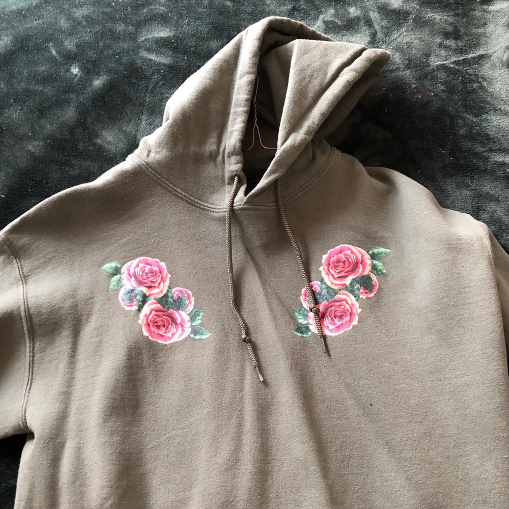 Green Floral Hoodie